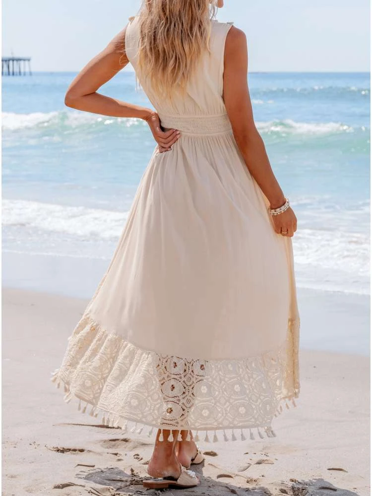 Fringe Lace Panel V Neck Sleeveless Dresses 11 Fringe Lace Panel V Neck Sleeveless Dresses - Image 9