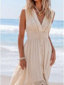 Fringe Lace Panel V Neck Sleeveless Dresses 21 Fringe Lace Panel V Neck Sleeveless Dresses -Define Your Shop P 20240621105623011 434