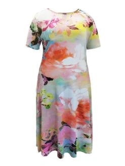 Floral A-line Short Sleeve Midi Dress -Define Your Shop P 20240621110008659 275