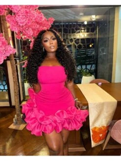 Patchwork Ruffle Strapless Dresses