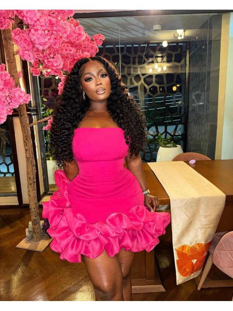 Patchwork Ruffle Strapless Dresses 6 Patchwork Ruffle Strapless Dresses - Image 4