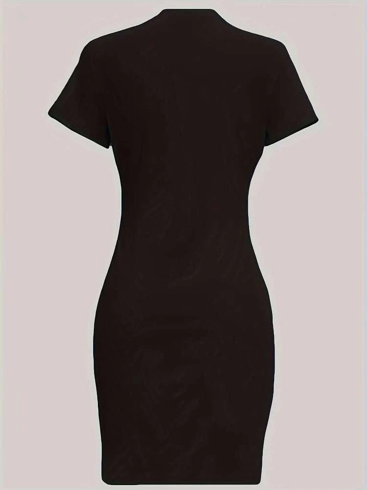 Letter Lips Printed Short Sleeve Dress 5 Letter Lips Printed Short Sleeve Dress - Image 3