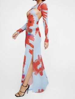 See Through Hollow-out Split Hem Backless Long Sleeves Dress -Define Your Shop P 20240621155221648 141