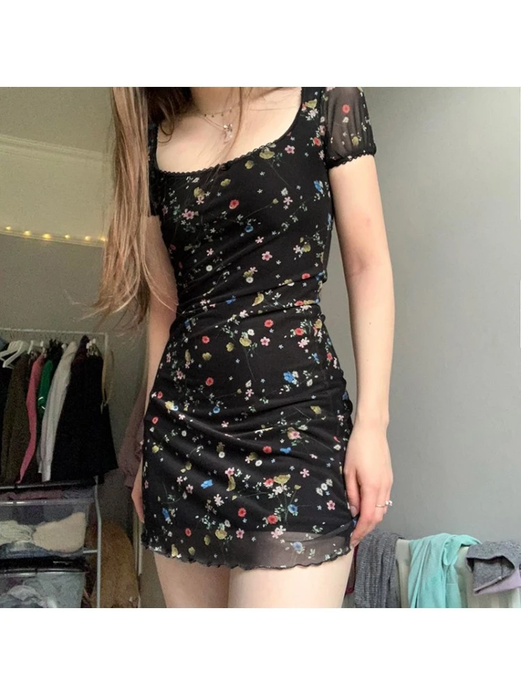 Disty Floral Printing Bow Short Sleeve Sheath Dress 6 Disty Floral Printing Bow Short Sleeve Sheath Dress - Image 4