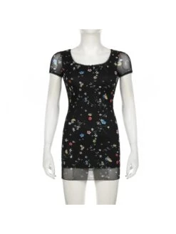 Disty Floral Printing Bow Short Sleeve Sheath Dress 30 Disty Floral Printing Bow Short Sleeve Sheath Dress -Define Your Shop P 20240622134416343 552