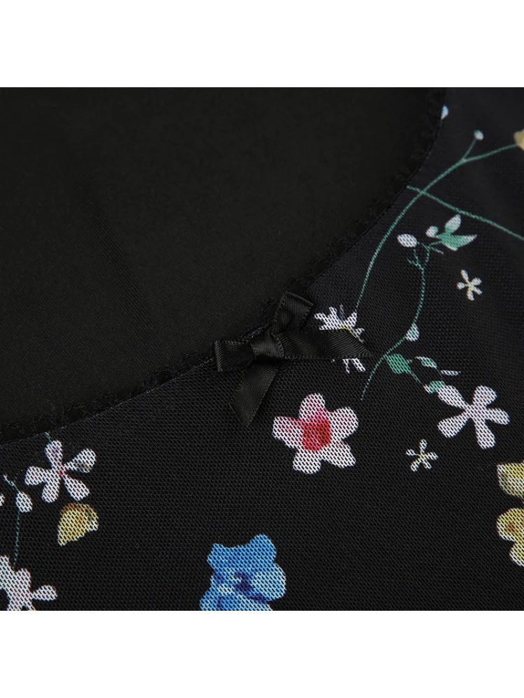 Disty Floral Printing Bow Short Sleeve Sheath Dress 17 Disty Floral Printing Bow Short Sleeve Sheath Dress - Image 15