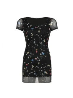 Disty Floral Printing Bow Short Sleeve Sheath Dress 41 Disty Floral Printing Bow Short Sleeve Sheath Dress -Define Your Shop P 20240622134422682 878