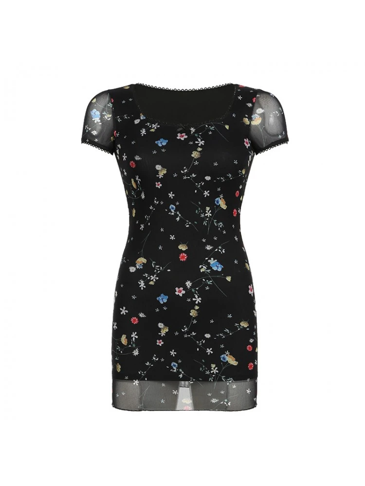 Disty Floral Printing Bow Short Sleeve Sheath Dress 22 Disty Floral Printing Bow Short Sleeve Sheath Dress - Image 20