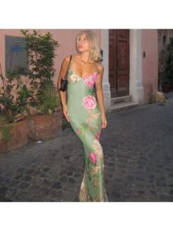 Flower Printed V Neck Sleeveless Dress -Define Your Shop P 20240625181204019 823