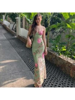 Flower Printed V Neck Sleeveless Dress -Define Your Shop P 20240625181205451 891