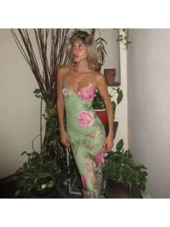 Flower Printed V Neck Sleeveless Dress -Define Your Shop P 20240625181207627 416