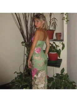 Flower Printed V Neck Sleeveless Dress -Define Your Shop P 20240625181208269 858