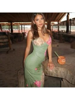 Flower Printed V Neck Sleeveless Dress -Define Your Shop P 20240625181210251 859