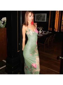 Flower Printed V Neck Sleeveless Dress -Define Your Shop P 20240625181211440 238