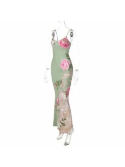 Flower Printed V Neck Sleeveless Dress -Define Your Shop P 20240625181212745 500