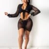 Solid Sexy Gauze Cropped Top 4 Piece Swimsuits